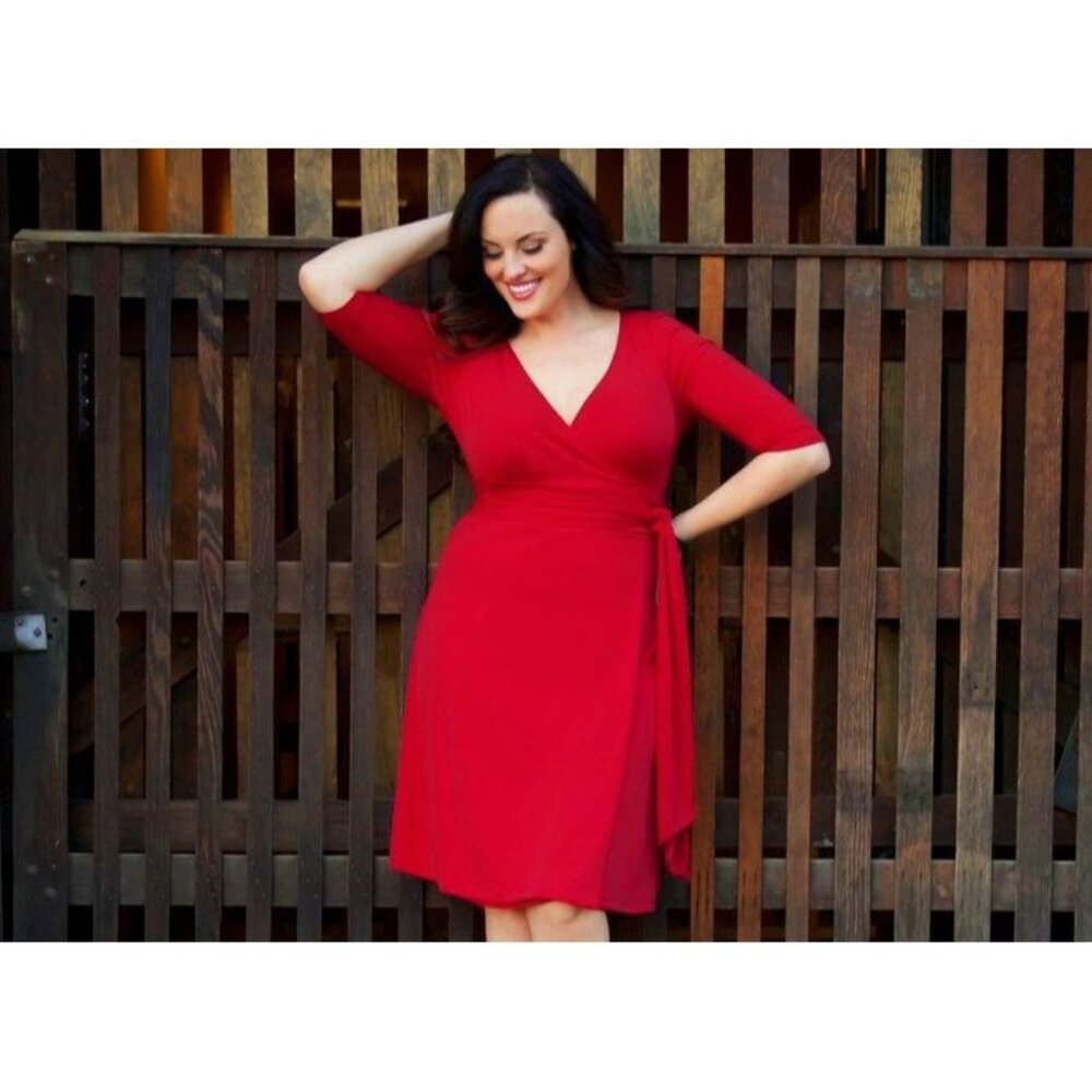 NWT KIYONNA RED RITA FAUX WRAP DRESS - 2X (18/20)